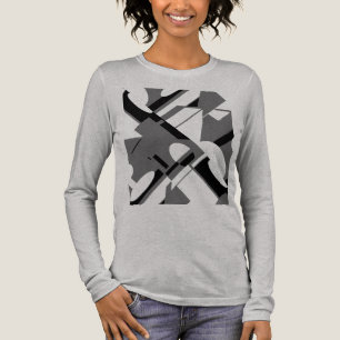 MCM-inspiriert Holzkohle Schwarz-Diagonale Geometr Tri-Blend Shirt