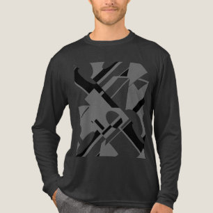 MCM-inspiriert Holzkohle Schwarz-Diagonale Geometr Tri-Blend Shirt
