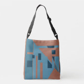 MCM Inspiriert Tan Blue Shades Geometric Design Tragetaschen Mit Langen Trägern (Rückseite)