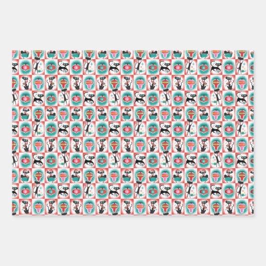 MCM Katzen Weihnachtsgeschenkpapier Geschenkpapier Set (Vorderseite 3)