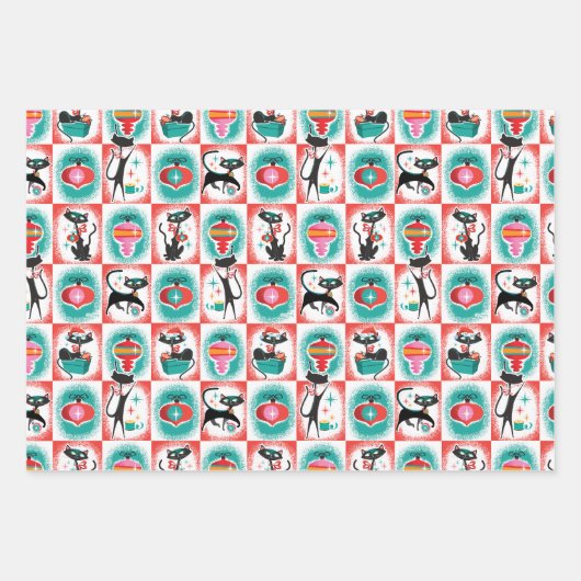 MCM Katzen Weihnachtsgeschenkpapier Geschenkpapier Set (Vorderseite)