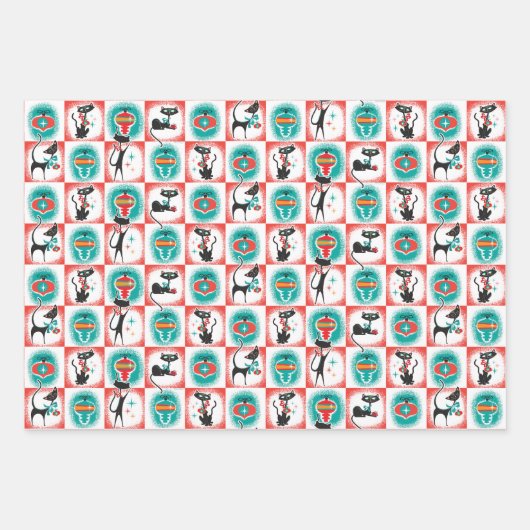MCM Katzen Weihnachtsgeschenkpapier Geschenkpapier Set (Vorderseite)