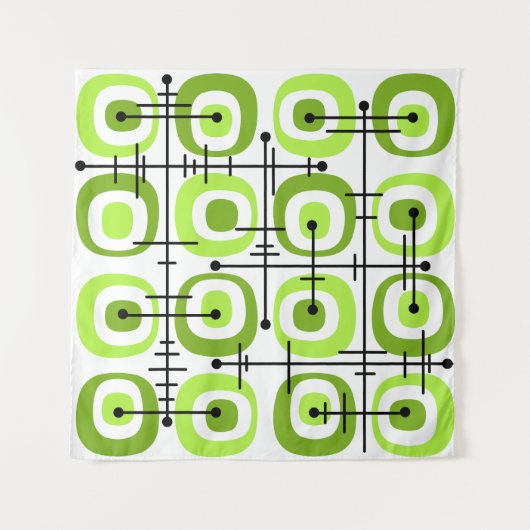 MCM Midcentury Abstract Pattern Chartreuse Wandteppich (Vorderseite)
