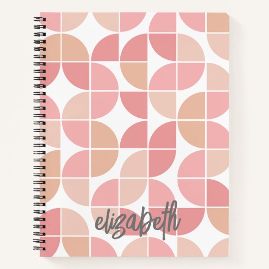 MCM Mod Circles Pattern mauve and blush pink Notizblock (Vorderseite)