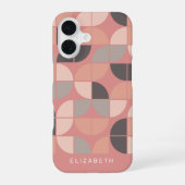 MCM Mod Circles Pattern Rose gold Rosa grau iPhone 16 Hülle (Rückseite)