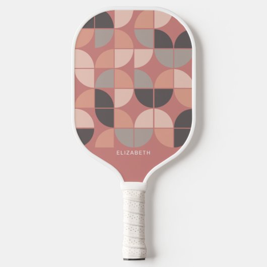 MCM Mod Circles Pattern Rose gold, rot-grau Pickleball Schläger (Vorderseite)