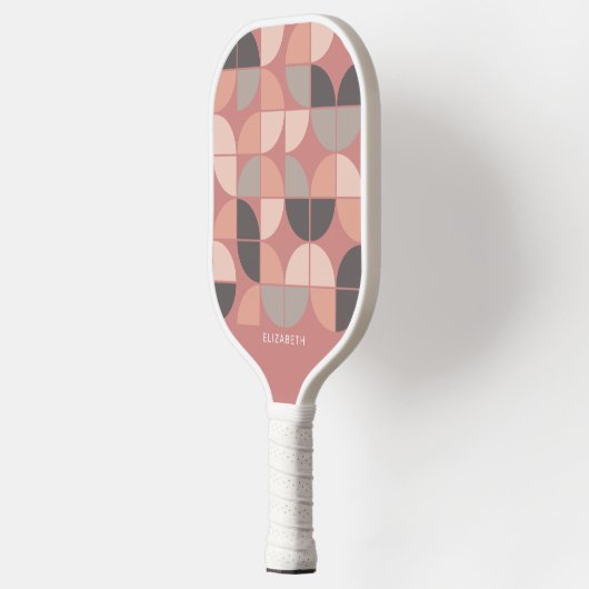 MCM Mod Circles Pattern Rose gold, rot-grau Pickleball Schläger (Links)