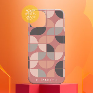MCM-Mod Kreise Muster roségold rosarot grau iPhone 16 Hülle