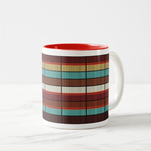 MCM Mod Midjahrhundert Mad Men Style Strips Zweifarbige Tasse (VorderseiteRechts)
