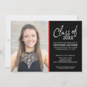 MCM Modern Pattern Red Black Abschluss Foto Einladung (Vorderseite)