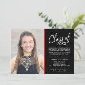 MCM Modern Pattern Red Black Abschluss Foto Einladung (Stehend Vorderseite)