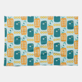 MCM-Muster des Atomalters in Aqua, Orange, Aquamar Geschirrtuch (Horizontal)
