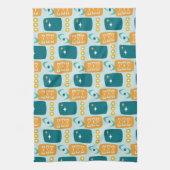 MCM-Muster des Atomalters in Aqua, Orange, Aquamar Geschirrtuch (Vertikal)