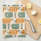 MCM Muster des Atomalters in grün, orange, creme Geschirrtuch (Viertel Falte)