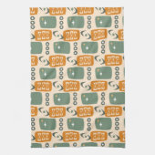 MCM Muster des Atomalters in grün, orange, creme Geschirrtuch (Vertikal)