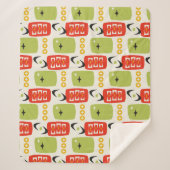 MCM Muster des Atomalters in Rot, Grün, Gelb Sherpadecke (Vorderseite)