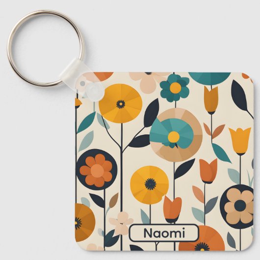 MCM Pop Art Farbige Blumen Schlüsselanhänger (Vorderseite)
