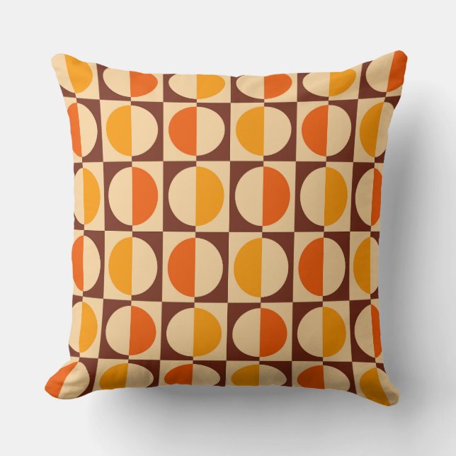 MCM Retro Geometric Half Square and Circle Muster Kissen (Vorderseite)