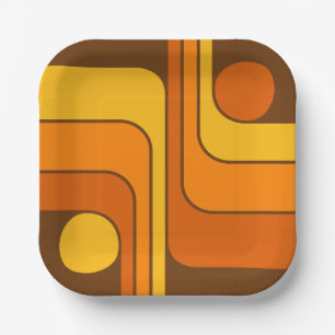 MCM Retro-Style geometrisches Design der 1970er Ja Pappteller