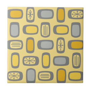 MCM Rundwinkelgelb, grau, Mitte des Jahrhunderts Fliese