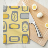 MCM Rundwinkelgelb, grau, Mitte des Jahrhunderts Geschirrtuch (Viertel Falte)