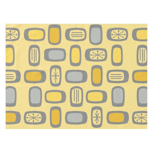 MCM Rundwinkelgelb, grau, Mitte des Jahrhunderts Tischdecke (Vorderseite (Horizontal))