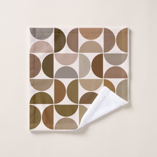 MCM Semicircles Browns+Cream-Muster Badhandtuch Set (Waschlappen)