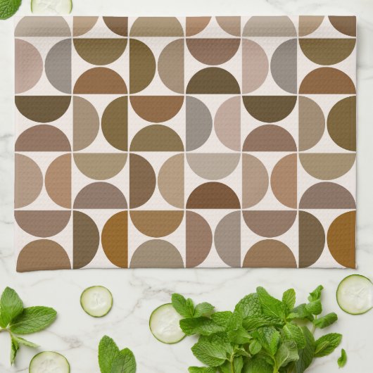 MCM Semicircles Browns+Cream-Muster Geschirrtuch (Gefaltet)