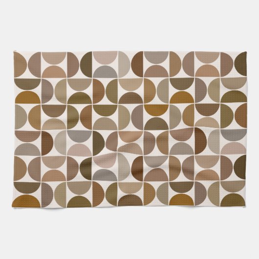 MCM Semicircles Browns+Cream-Muster Geschirrtuch (Horizontal)