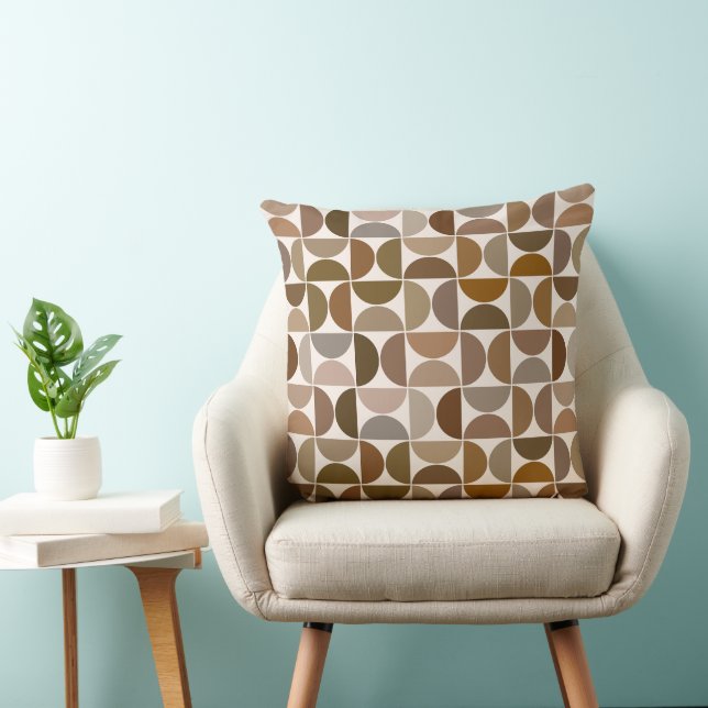MCM Semicircles Browns+Cream-Muster Kissen (Stuhl )