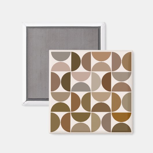 MCM Semicircles Browns+Cream-Muster Magnet (Vorderseite/Rückseite)