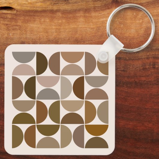 MCM Semicircles Browns+Cream-Muster Schlüsselanhänger (Rückseite)