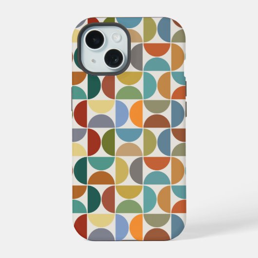 MCM simuliert Musterfarbe auf Creme iPhone 15 Hülle (Rückseite)