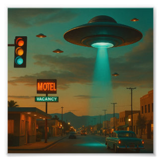 MCM Stil Retro UFO Invasion Art Fotodruck