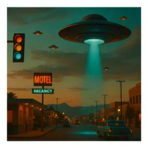 MCM Stil Retro UFO Invasion Art Poster