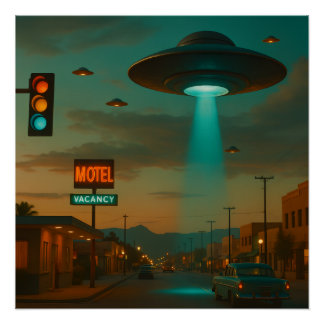 MCM Stil Retro UFO Invasion Art Poster