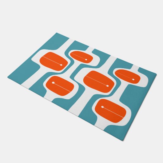 MCM WELCOME MAT - Orange und Aquamarin Fußmatte (Schrägansicht)