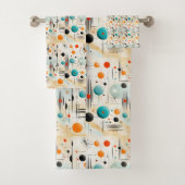MCM Weltraumzeitalter Retro-Muster Blau, gelb Badhandtuch Set (Insitu)