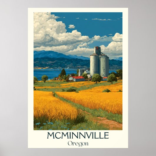 McMinnville Oregon Vintag Farmland Leuchtturm Kuns Poster (Vorne)