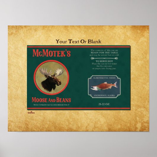 McMotek-Etikett für Elch und Bohnen Poster (Vorne)