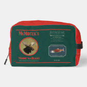 McMotek-Etikett für Elch und Bohnen Waschbeutel (Rückseite)