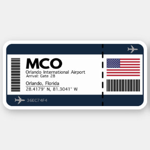 MCO Orlando Airport Boarding Pass - Florida Aufkleber