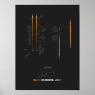 MCO - Orlando Airport Runway Diagramm Art Poster