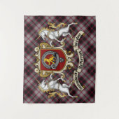 McPherson Clan Abzeichen & Unicorns w/Tartan Wandteppich (Vorderseite)