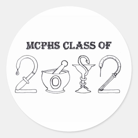 MCPHS-Klasse 2012 Runder Aufkleber (Vorderseite)