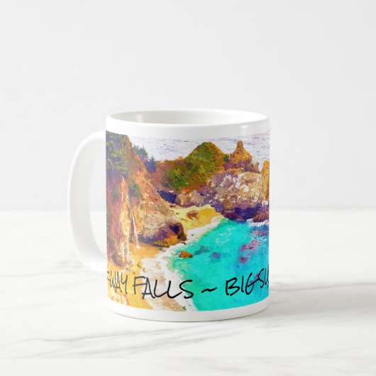 McWAY FALLS ~ BIG SUR  CA Mug Kaffeetasse (Vorderseite Links)