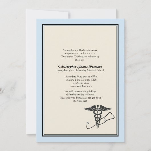 MD Abschluss Einladung Blue (Vorderseite)