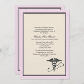 Md-Abschluss-Einladungs-Rosa Einladung (Vorne/Hinten)
