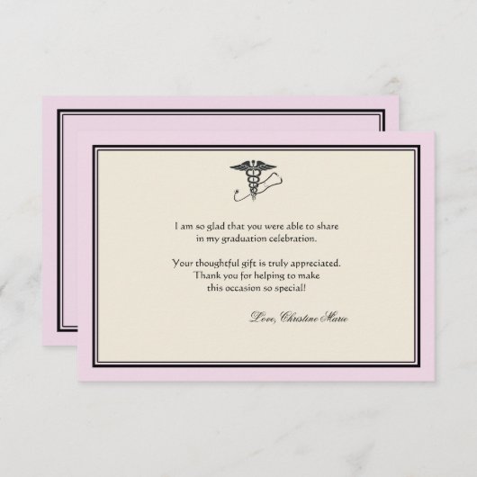MD Abschluss Pink Vielen Dank Notecard Mitteilungskarte (Vorne/Hinten)