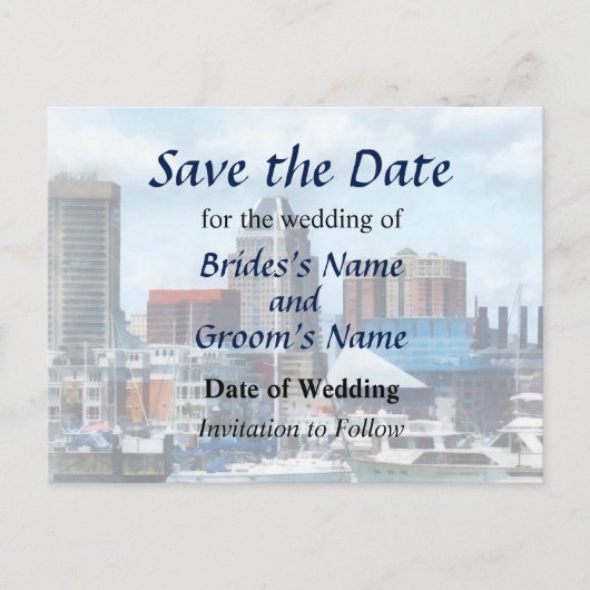 MD - Baltimore Skyline and Harbor Ankündigungspostkarte (Vorderseite)